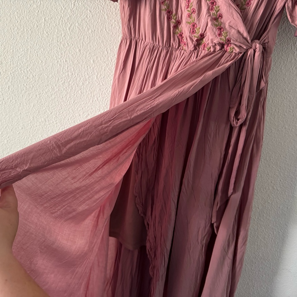 Jodifl Parklan Floral Embroidered Wrap Tie Dress Boho Chic Medium Stunning - Picture 9 of 16